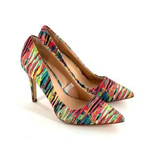 Prabal Gurung for Target Heels 7 Multi Stripe Pink Green Pumps Glam
